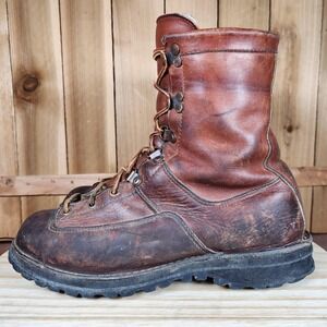 VTG Danner 6042 Boots Mens 8.5 D Brown Leather Combat Hiking Work Vibram Sole